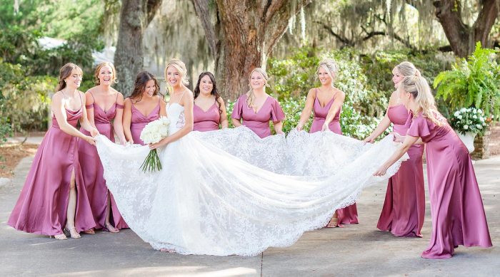 Wedding Dress with Buttons Down the Train