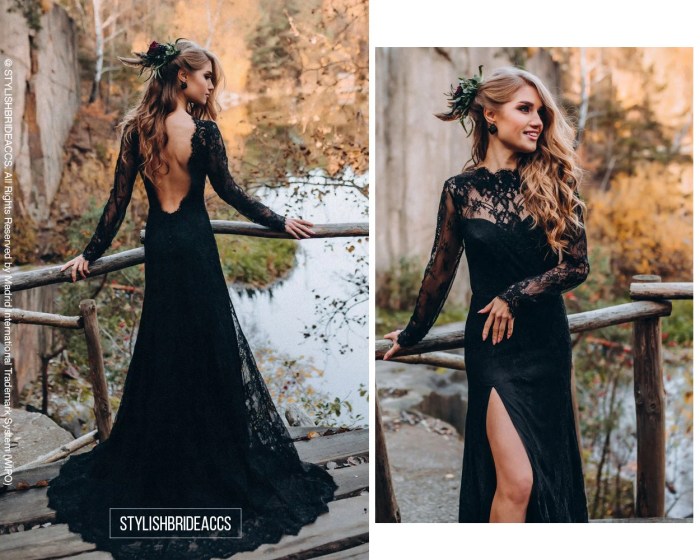 Wedding dresses with black detail